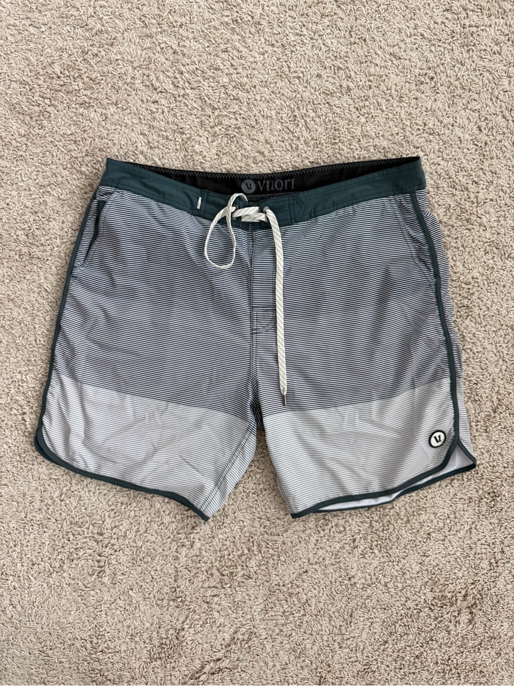 Vuori Men’s Gray Ombre Stripe Swim Board Shorts